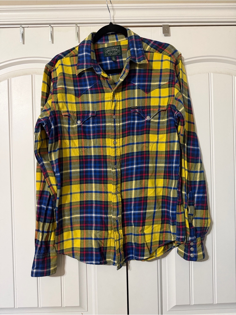 Ralph Lauren Polo Country Blue and Yellow Vintage Style Plaid Shirt